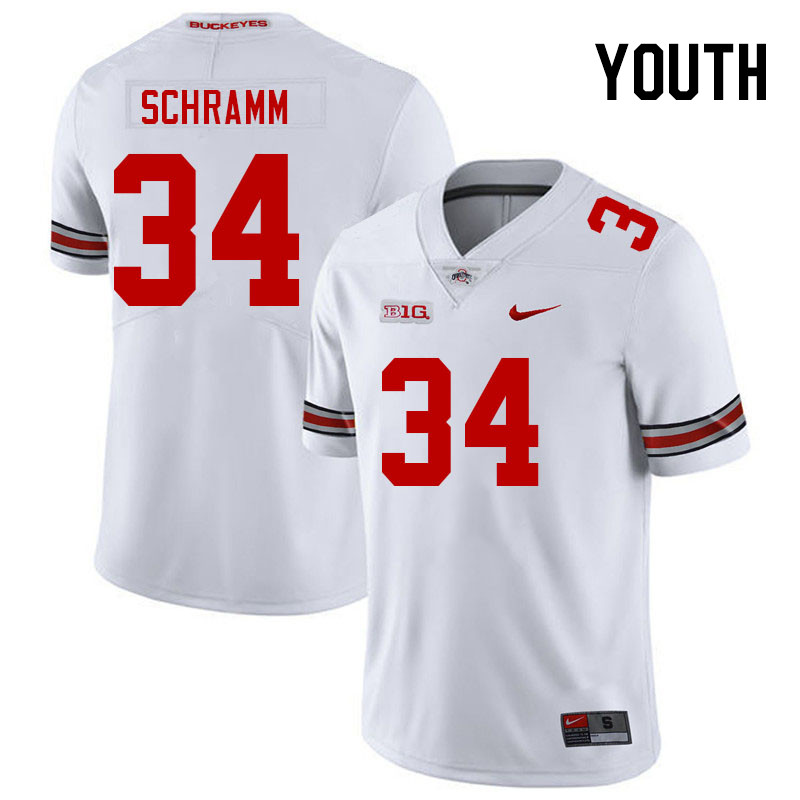Youth #34 Brennen Schramm Ohio State Buckeyes College Football Jerseys Stitched Sale-White
